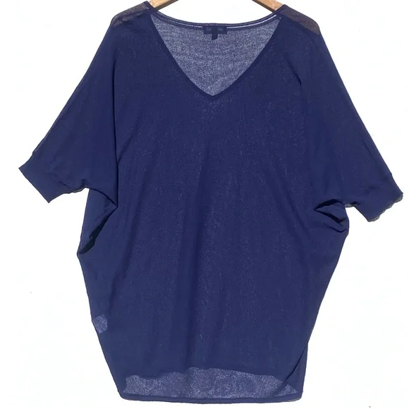 EILEEN FISHER Women’s Royal Blue Vneck Pull Over Tunic Poncho Size small